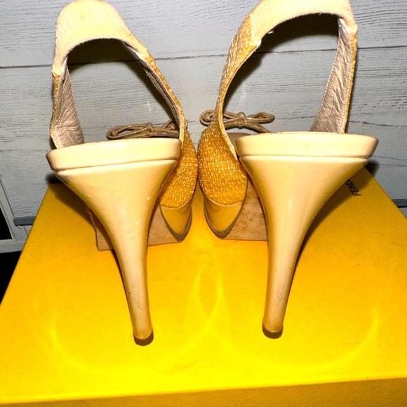 Straw Striped Slingback Pumps - Picture 8 of 12